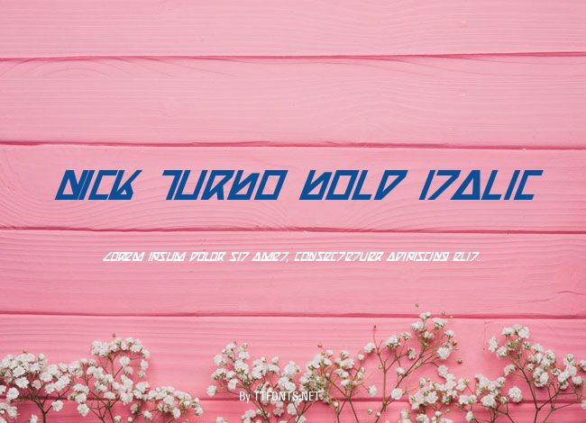 Nick Turbo Bold Italic example